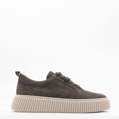 PTA1005  Hakiki Süet Deri Erkek Sneaker Ayakkabı 43 - HAKI