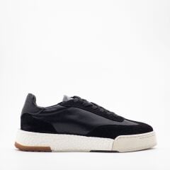 TNL1019 Hakiki Deri Court Sneaker Ayakkabı 41 - SIYAH