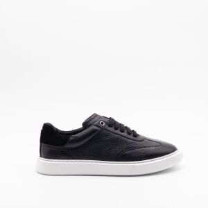 Erkek Hakiki Deri Beyaz Taban Sneaker Siyah - 43