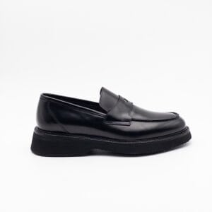Erkek Hakiki Deri Kalın Taban Loafer Ayakkabı siyah-açma - 44