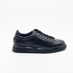 Düz Deri Erkek Günlük Spor Ayakkabı SİYAH - 44