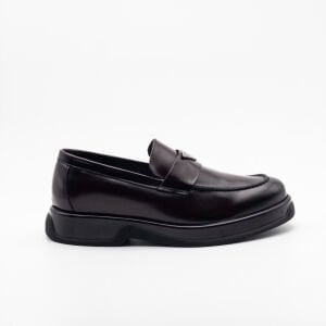 Metal Logolu Platform Taban Erkek Makosen Ayakkabı BORDO - 43