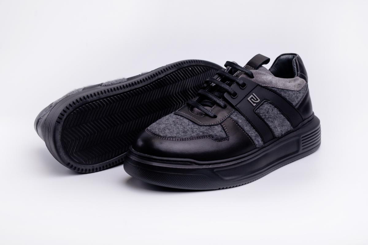 Siyah Deri İthal Keçe Spor Ayakkabı